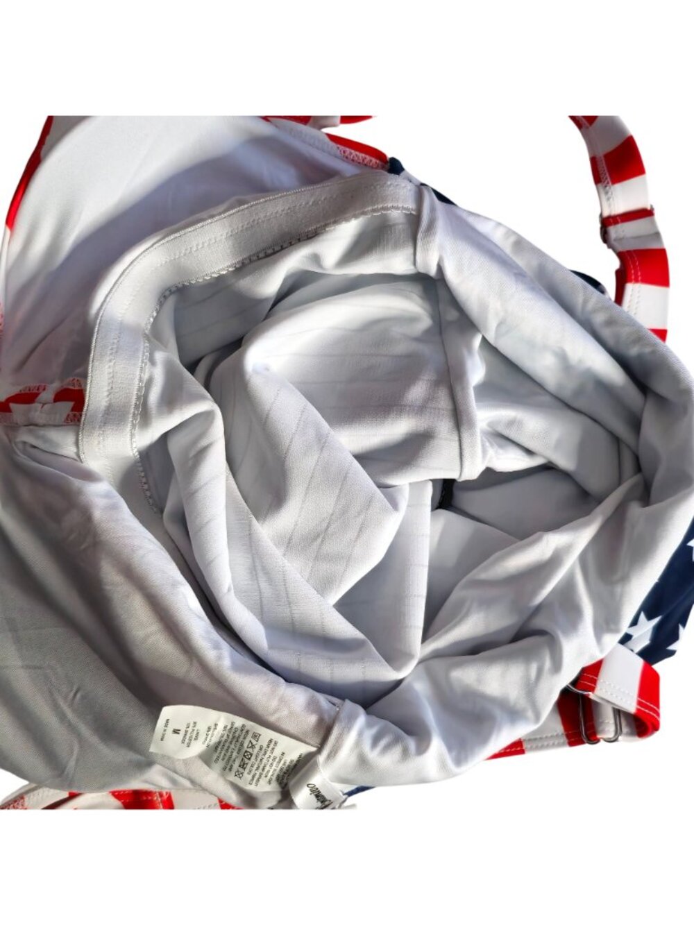 American Flag One-Piece Swimsuit M V Neck Ruched Adjustable 4th of July Lined - Picture 9 of 9